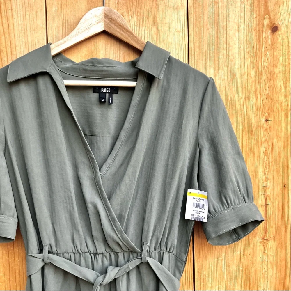 PAIGE Olive Green Short Sleeve Wrap Dress NWT